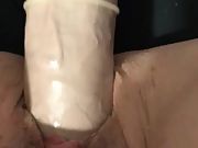 Big dildo stretching my slut slit
