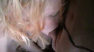 Platinum-blonde first-timer point of view style blow job and cunnilingus