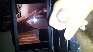 Tribute for a female friend draining man sausage on video