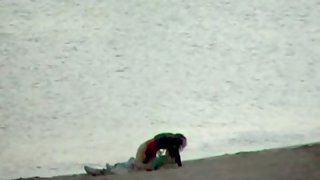 Voyeured couple public fuck-a-thon on the beach early in the morning