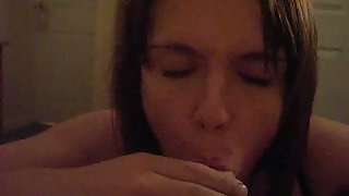 Sexy girlfriend undressing and sucking