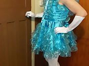 Sissy queer exposure in a blue sissy dress