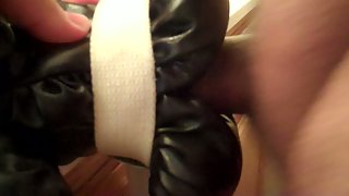 Humping my boxing gloves with vaseline