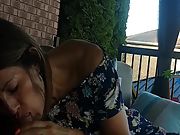 Scorching latina neighbour sucking and swallowing