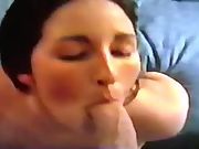 Slut wifey sucking penis and licking plums for cum facial 2