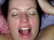 Wife takes a mouthful of jizz before swallowing