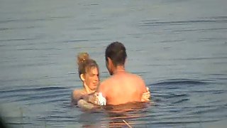 Lake fucky-fucky with passionate upright fucking videotaped by a stranger