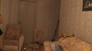 Humping husband using a strap on dildo orgy toy and anal beads