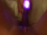 Wife's pussy getting porked by vibrator