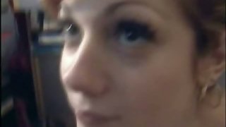 Sexy redhead gives head with sperm facial cumshot conclude