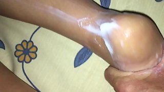 Wondrous  wife abby having a stunning foot a gam rubdown while on the bed