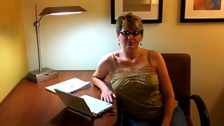 Roleplaying milf wife demonstrating her enormous tits and deepthroating dick then getting facial