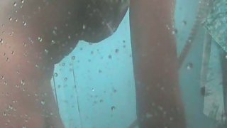 Hot youthfull duo taking an outdoor super-hot shower sex
